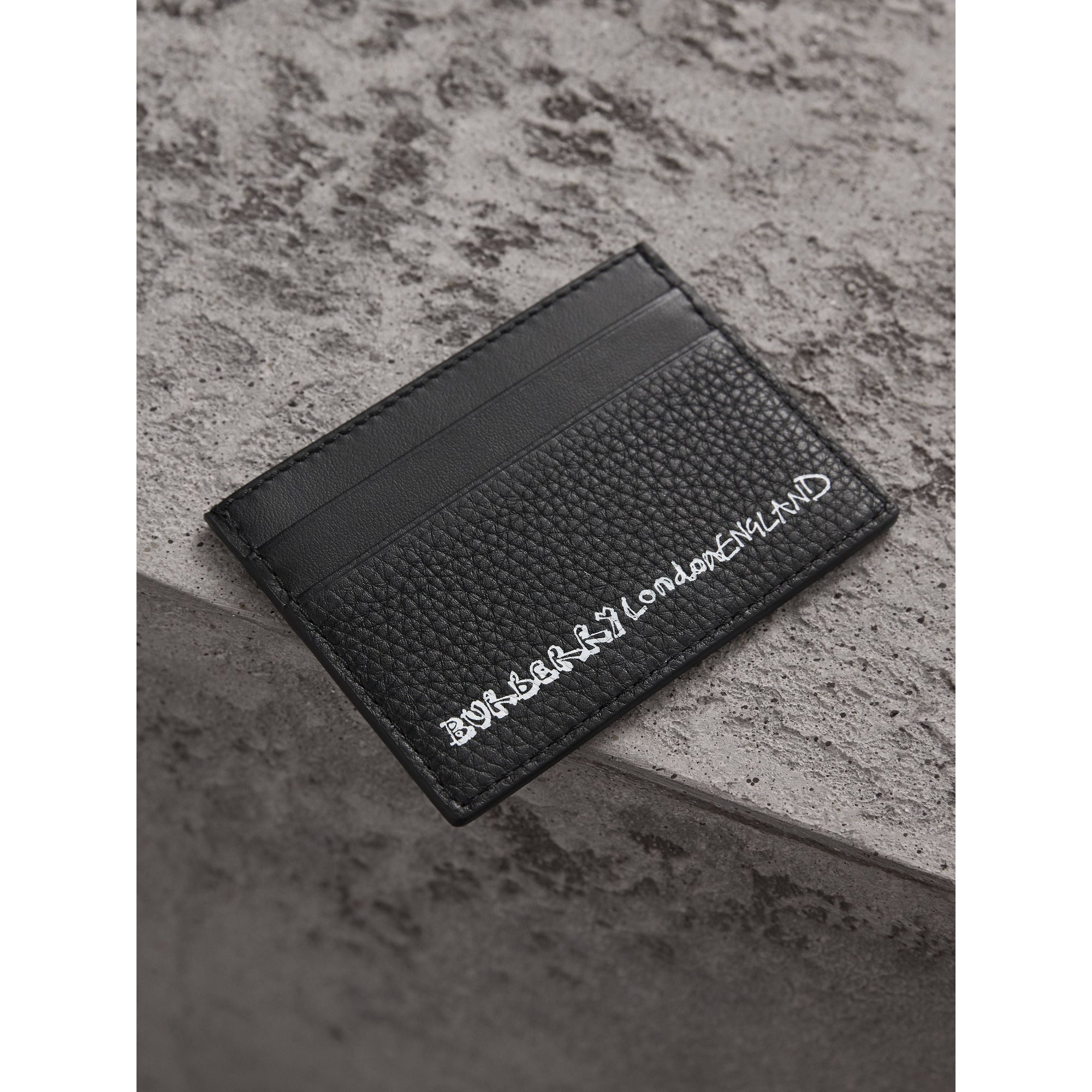 BLACK/BLACK Porte-cartes en cuir à imprimé doodle