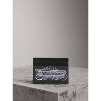 BLACK/BLACK Porte-cartes en cuir à imprimé doodle