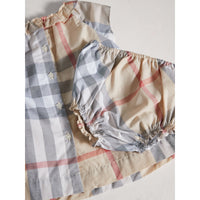 PALE STONE Robe et bloomer en popeline de coton à motif check