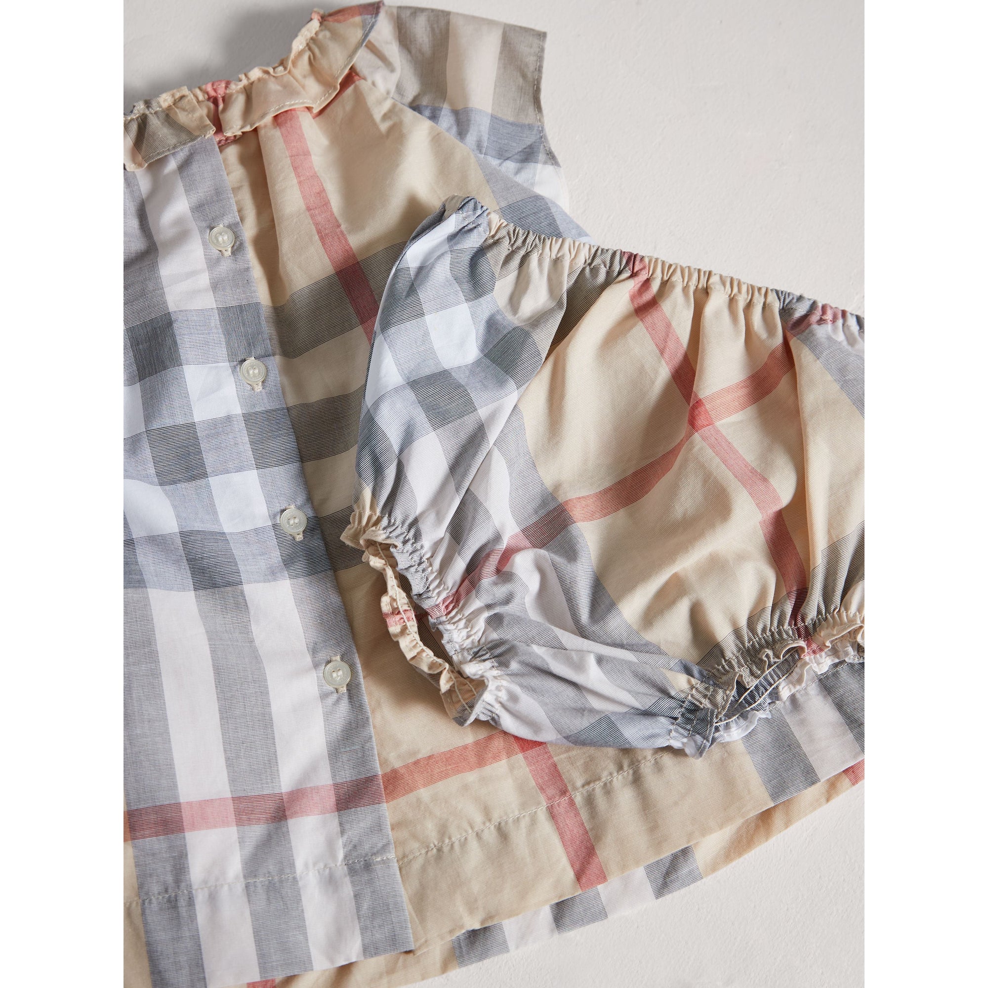 PALE STONE Robe et bloomer en popeline de coton à motif check