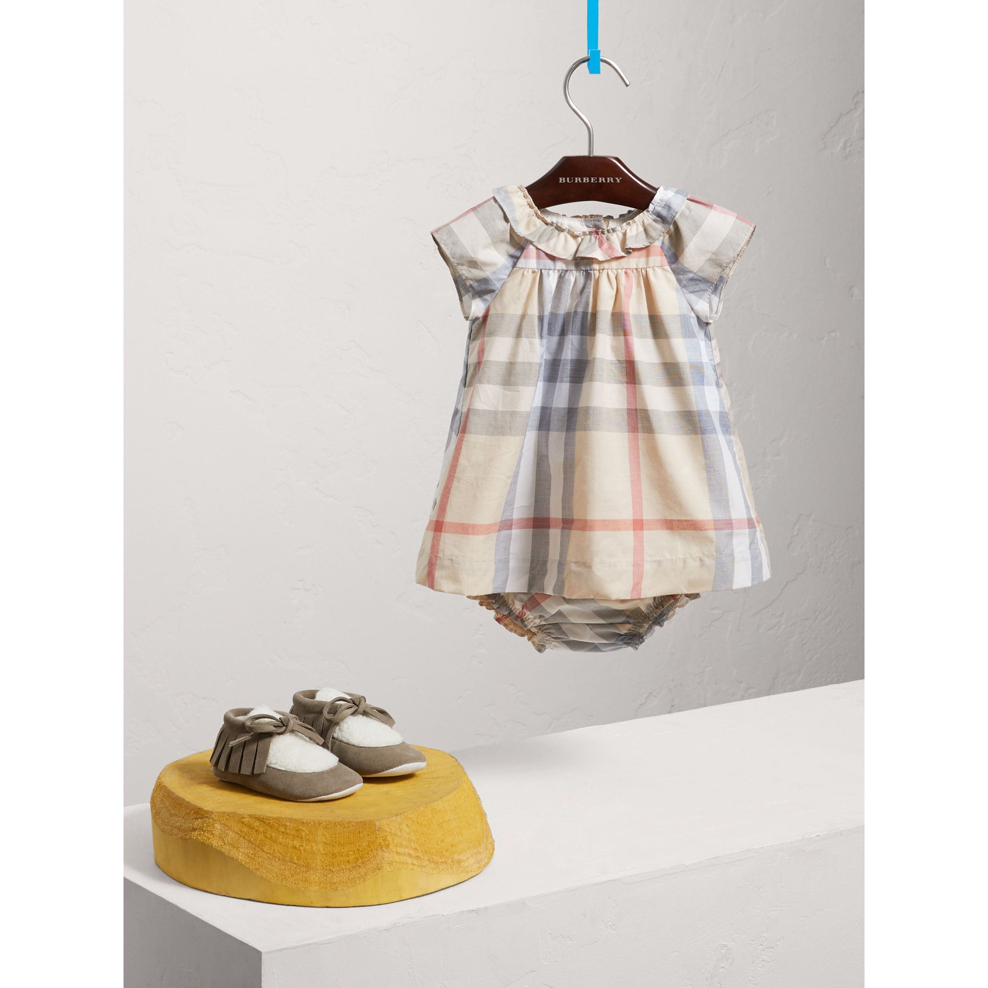 PALE STONE Robe et bloomer en popeline de coton à motif check