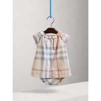 PALE STONE Robe et bloomer en popeline de coton à motif check