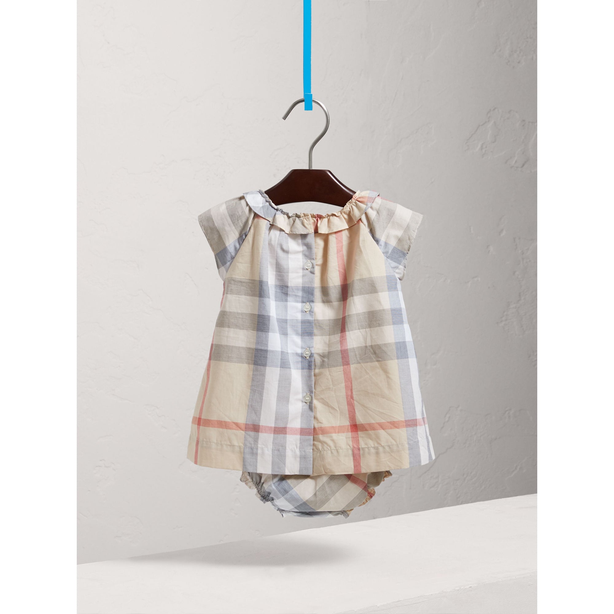 PALE STONE Robe et bloomer en popeline de coton à motif check