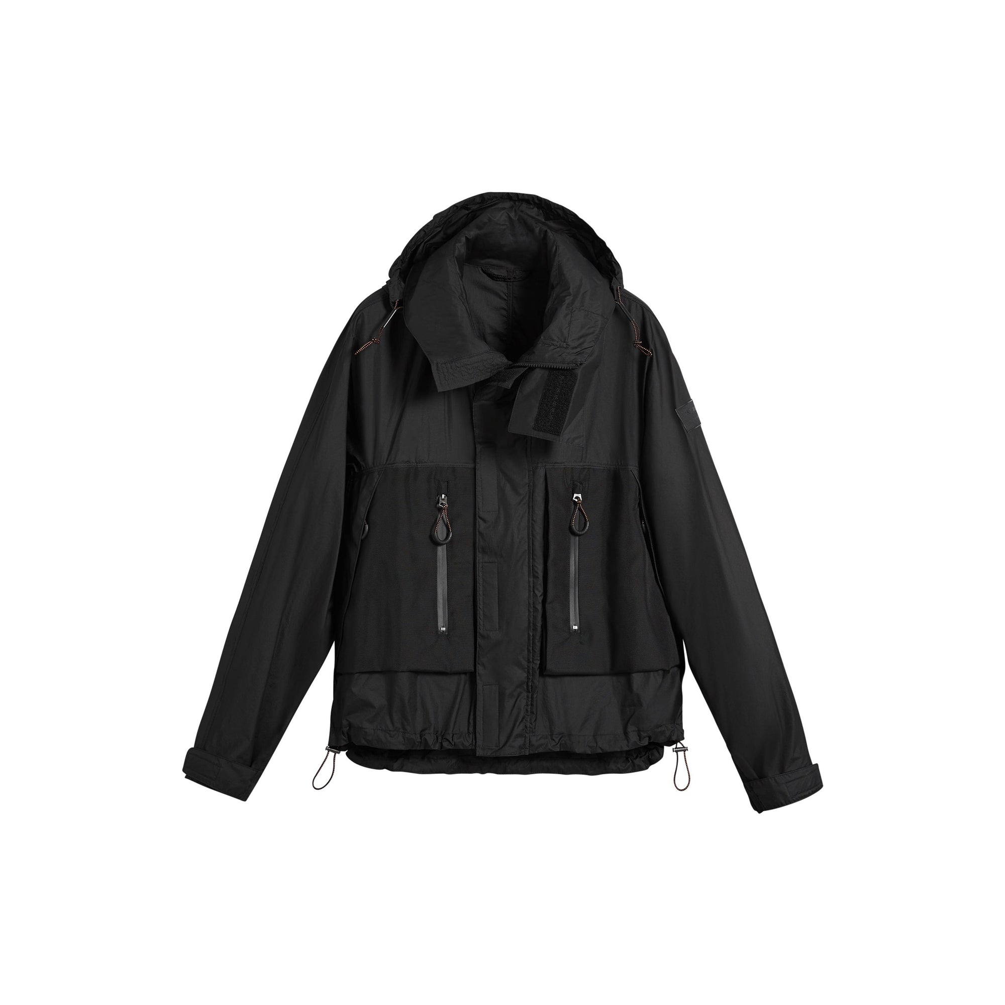 Veste à col entonnoir avec capuche repliable - Noir
