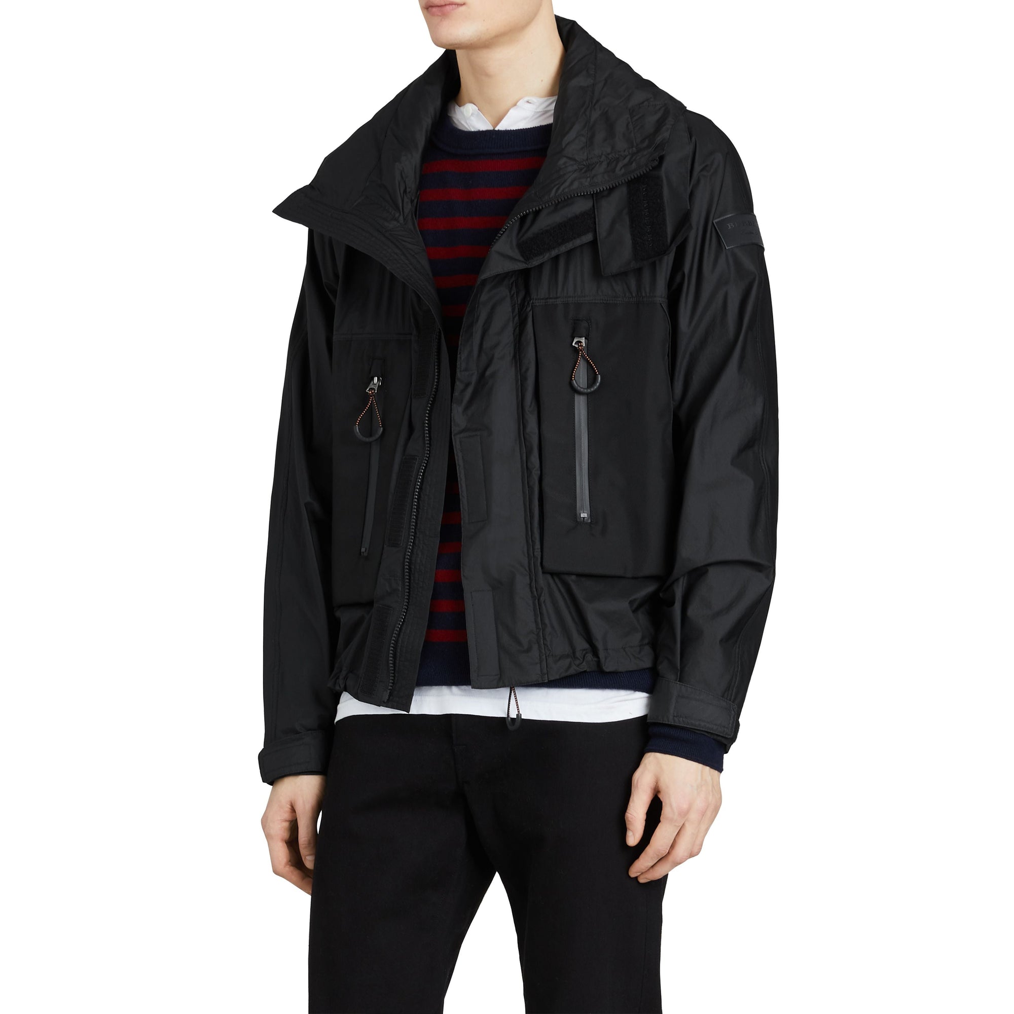 Veste à col entonnoir avec capuche repliable - Noir