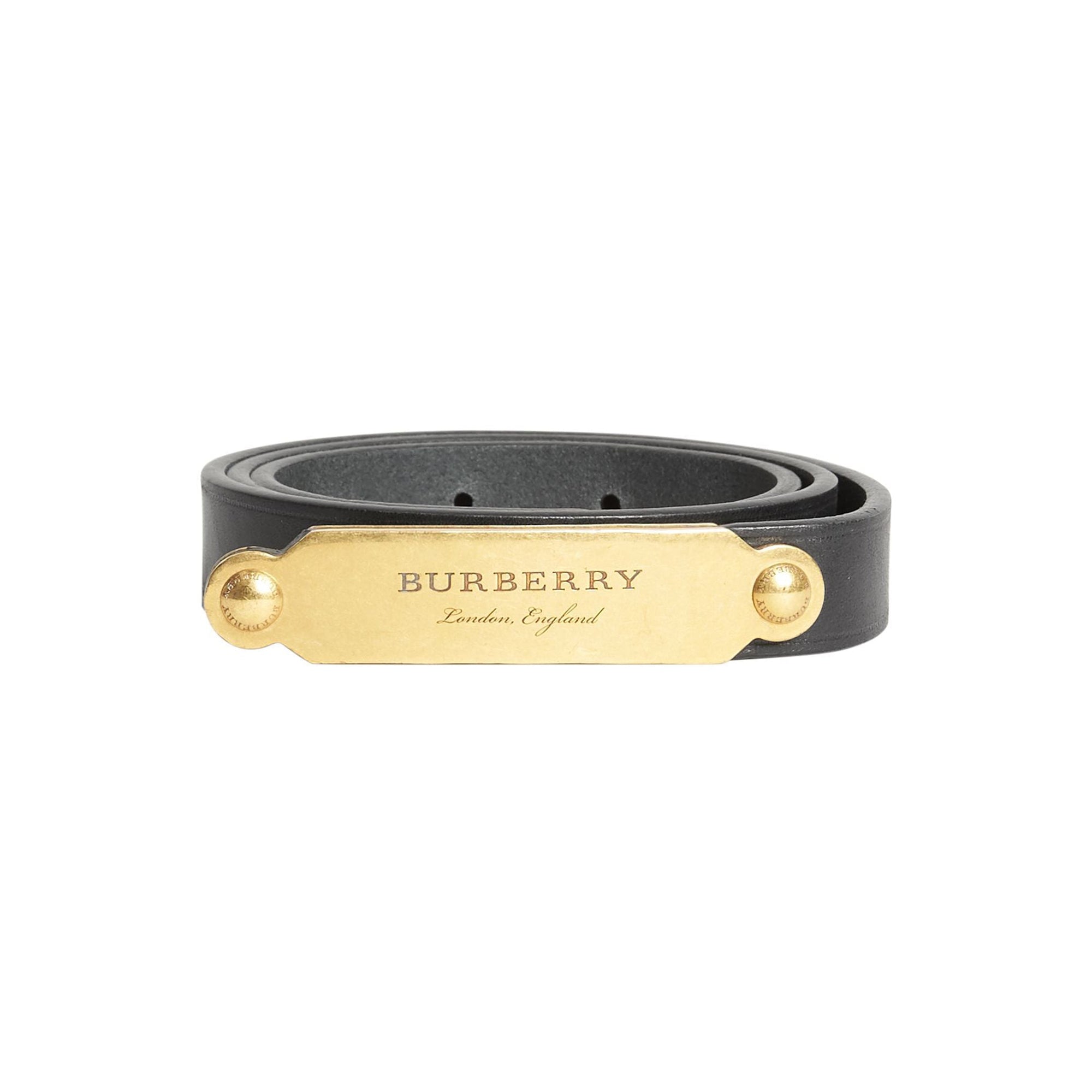 Ceinture en cuir avec boucle plaque - Noir