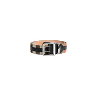 BLACK Ceinture en cuir à motif House check surpiqué