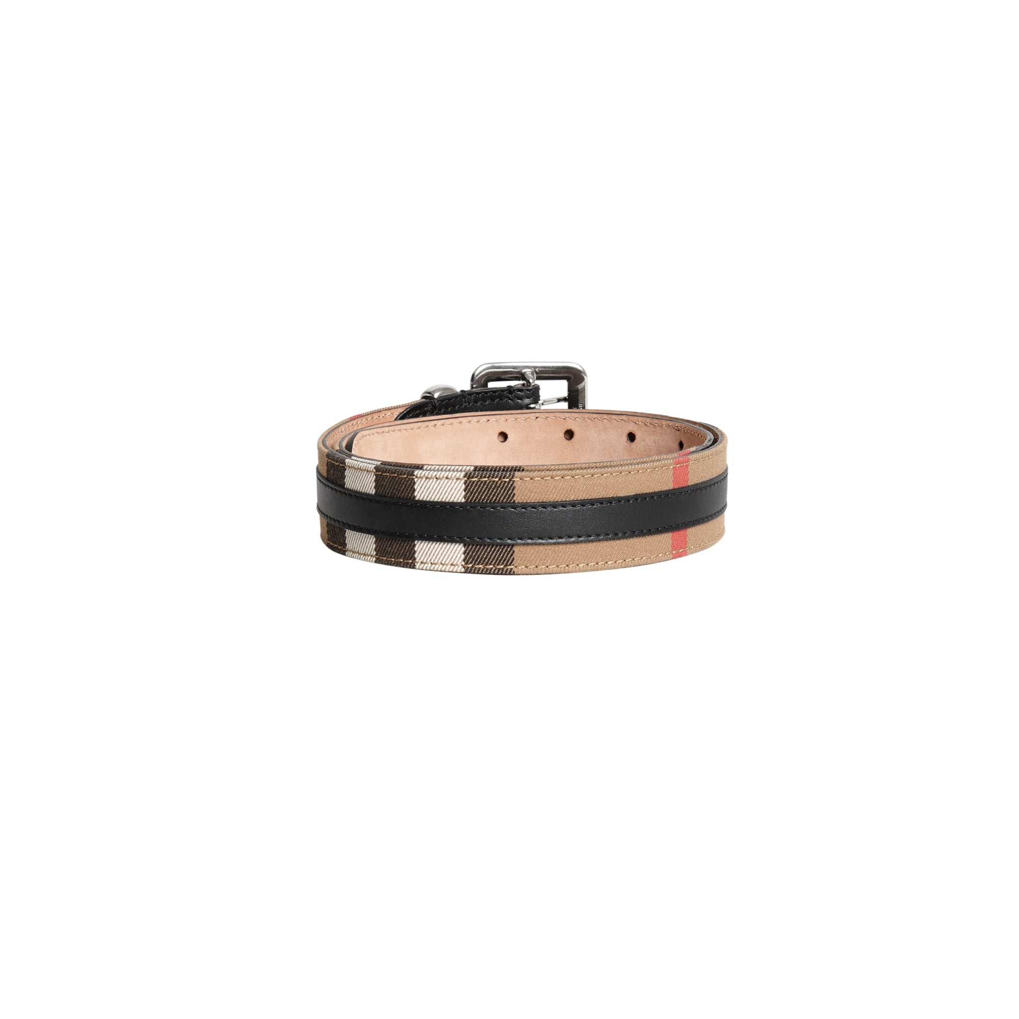 BLACK Ceinture en cuir à motif House check surpiqué