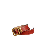 BURNT SIENNA Ceinture en cuir avec surpiqûres