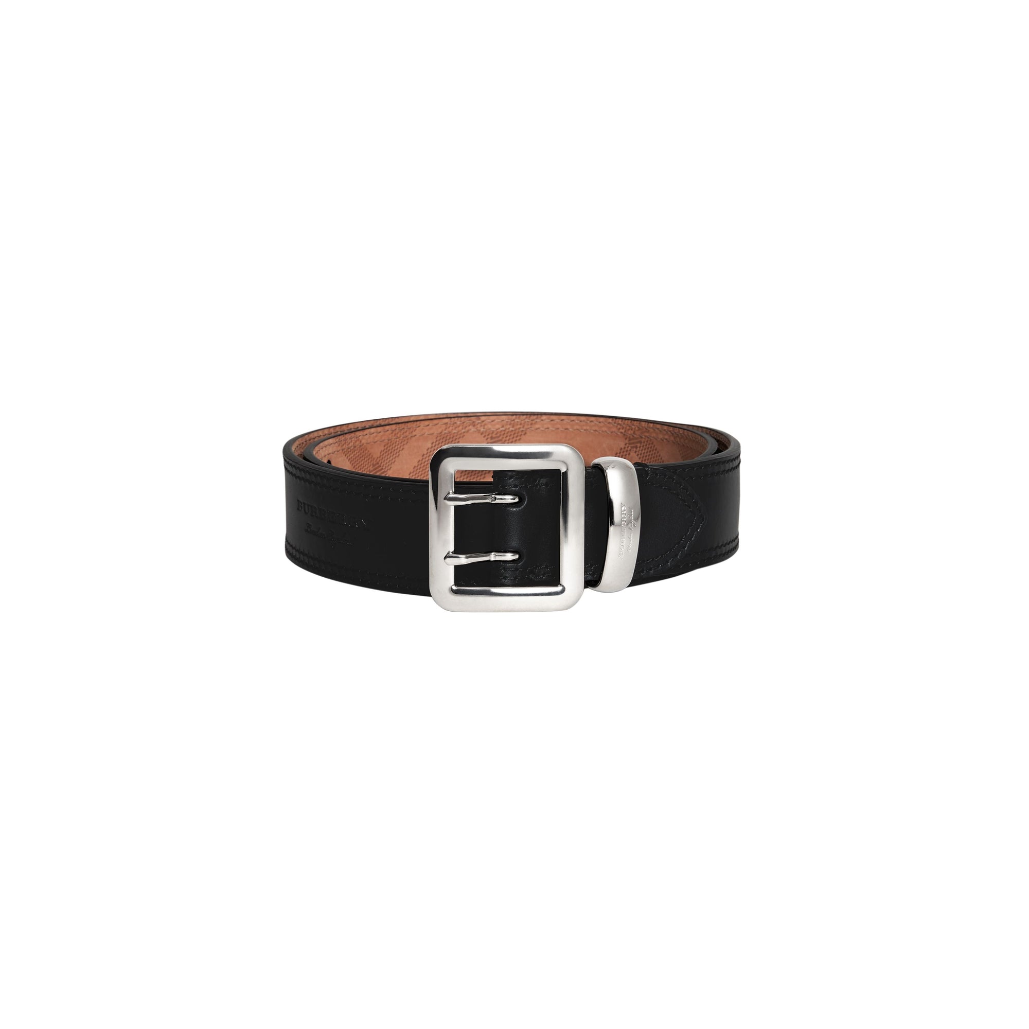 BLACK Ceinture en cuir avec surpiqûres