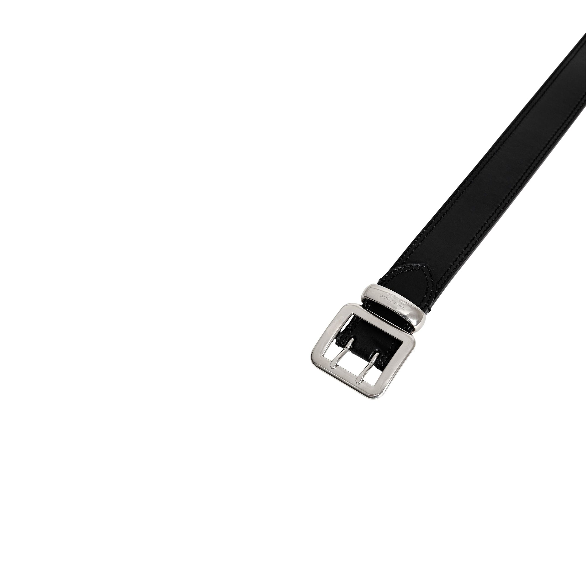 BLACK Ceinture en cuir avec surpiqûres