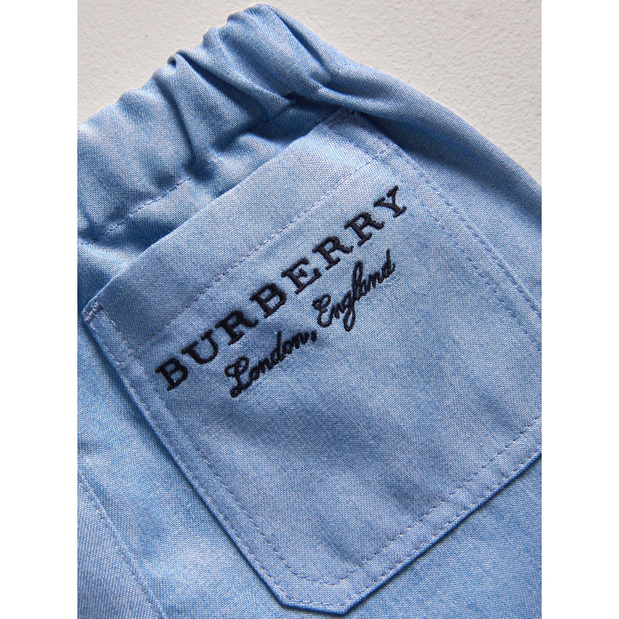 STEEL BLUE Pantalon à taille élastique en chambray