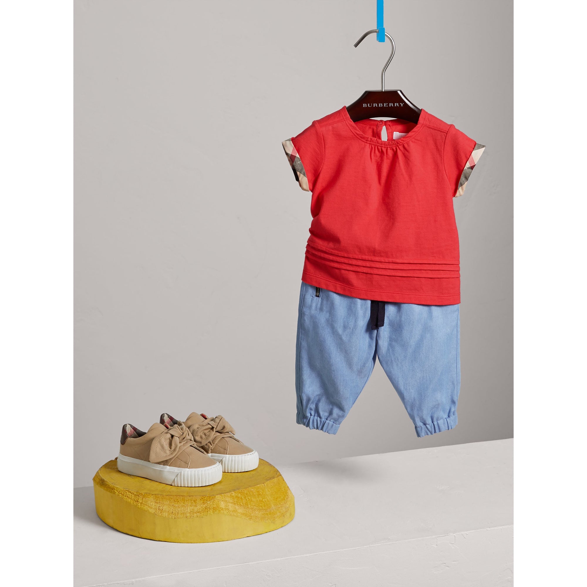 STEEL BLUE Pantalon à taille élastique en chambray
