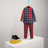 NAVY Chemise en popeline de coton à motif check et tartan