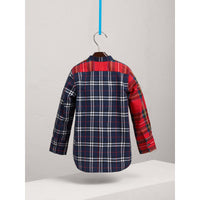 NAVY Chemise en popeline de coton à motif check et tartan