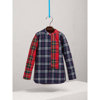 NAVY Chemise en popeline de coton à motif check et tartan