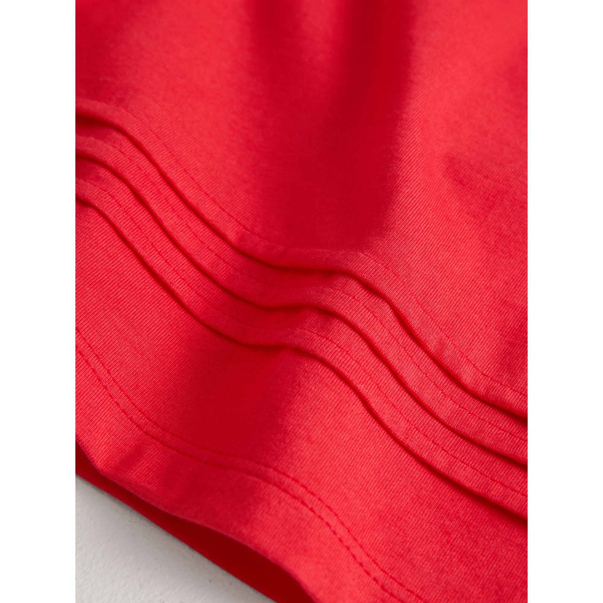 BRIGHT ORANGE RED T-shirt en coton avec plis et motif check