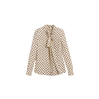 NAVY Chemise à col lavallière en soie à pois