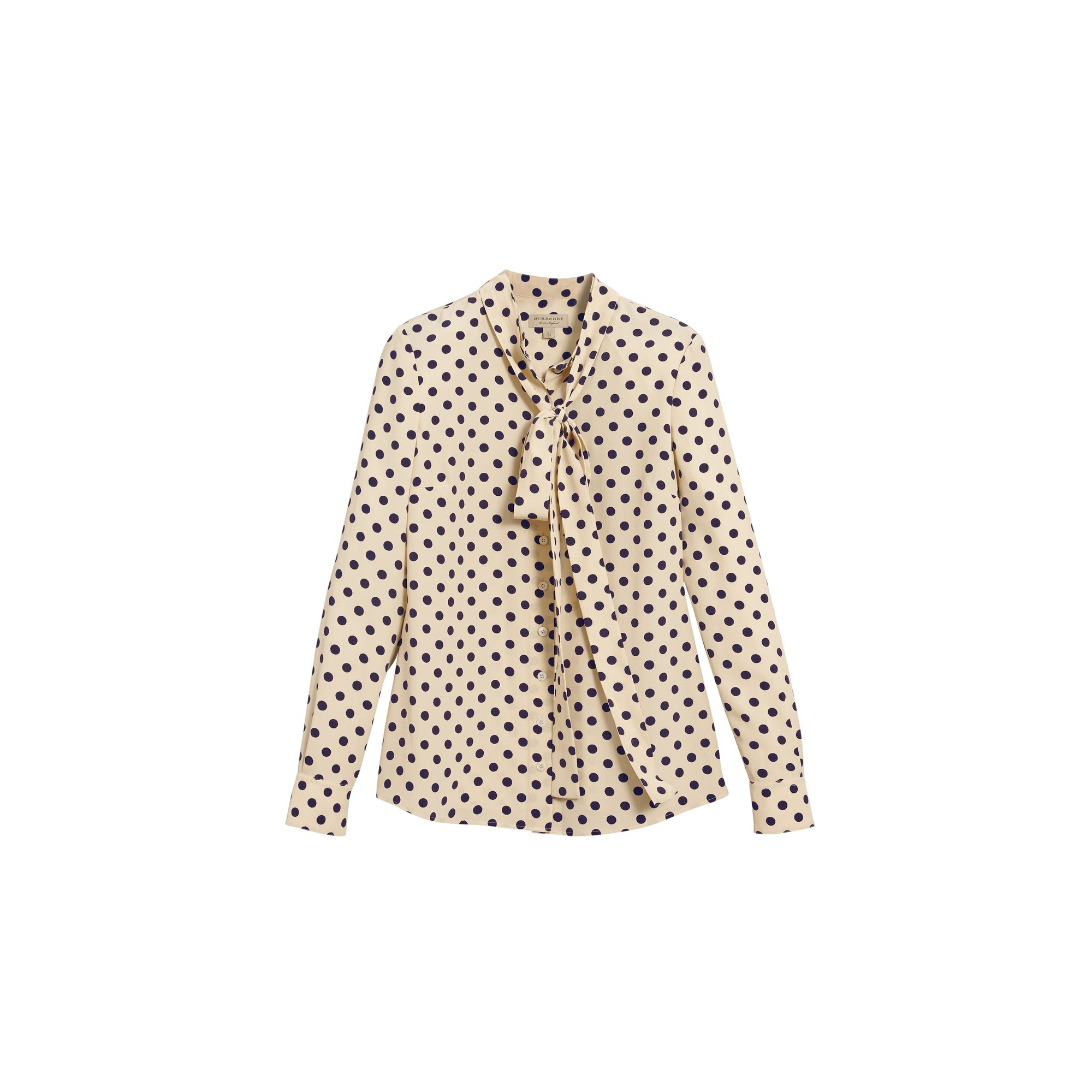 NAVY Chemise à col lavallière en soie à pois