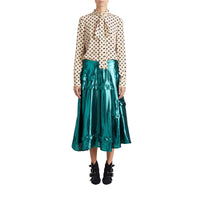 NAVY Chemise à col lavallière en soie à pois