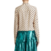 NAVY Chemise à col lavallière en soie à pois