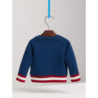 CANVAS BLUE Sweat-shirt en coton brodé avec rayures contrastantes