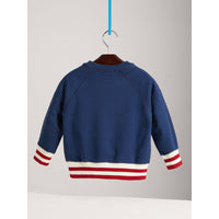 CANVAS BLUE Sweat-shirt en jersey de coton brodé avec base rayée