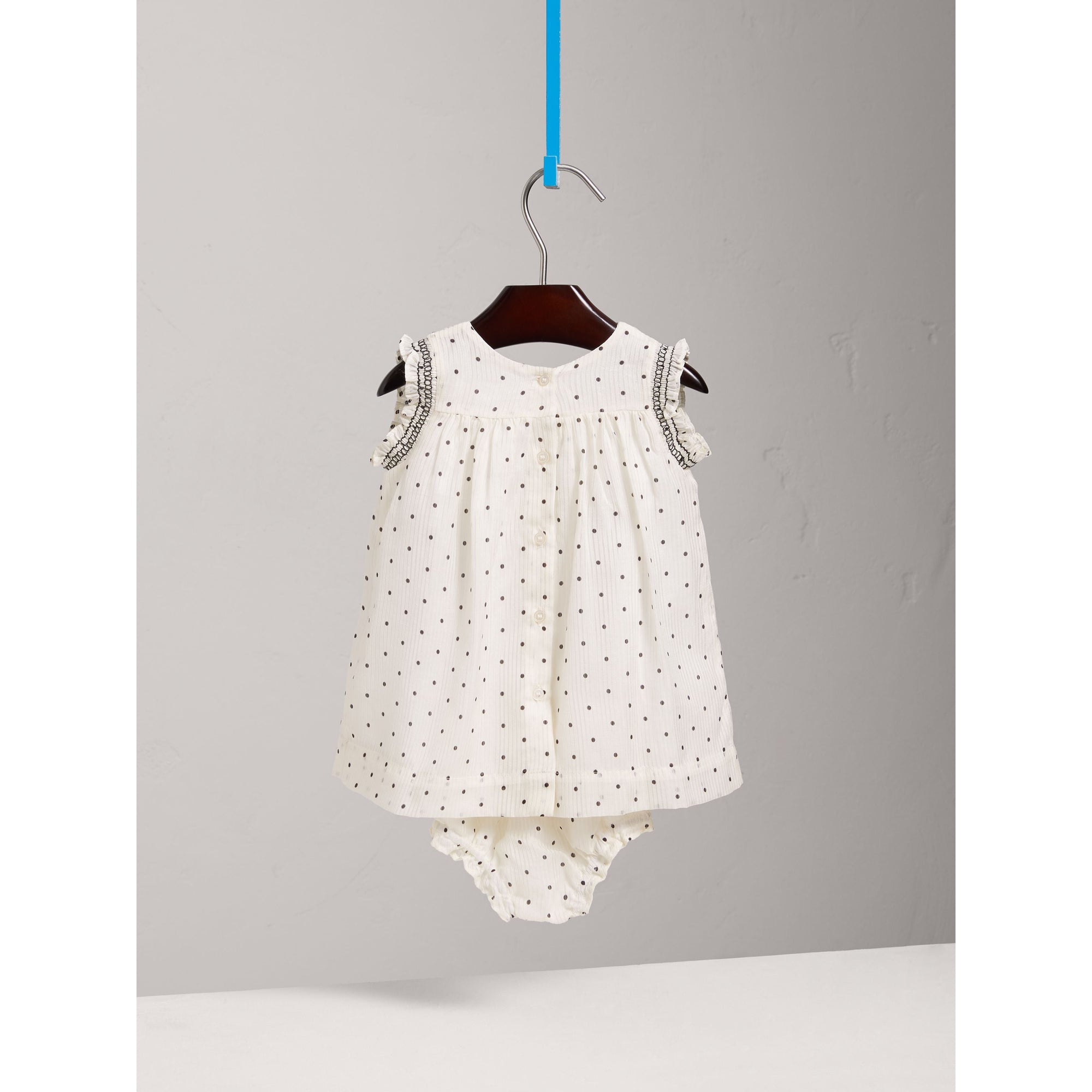 BLACK/WHITE Robe et bloomer en coton et soie à volants
