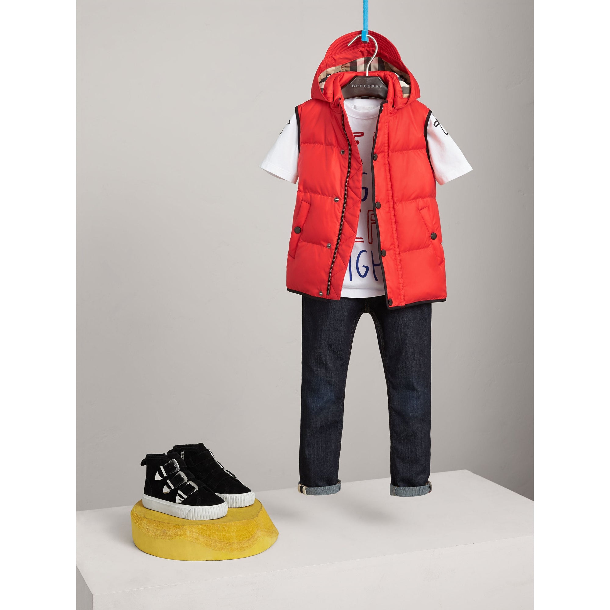 BRIGHT ORANGE RED Veste sans manches rembourrée à capuche