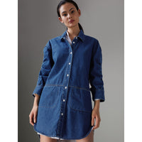LIGHT INDIGO Robe chemise en coton japonais