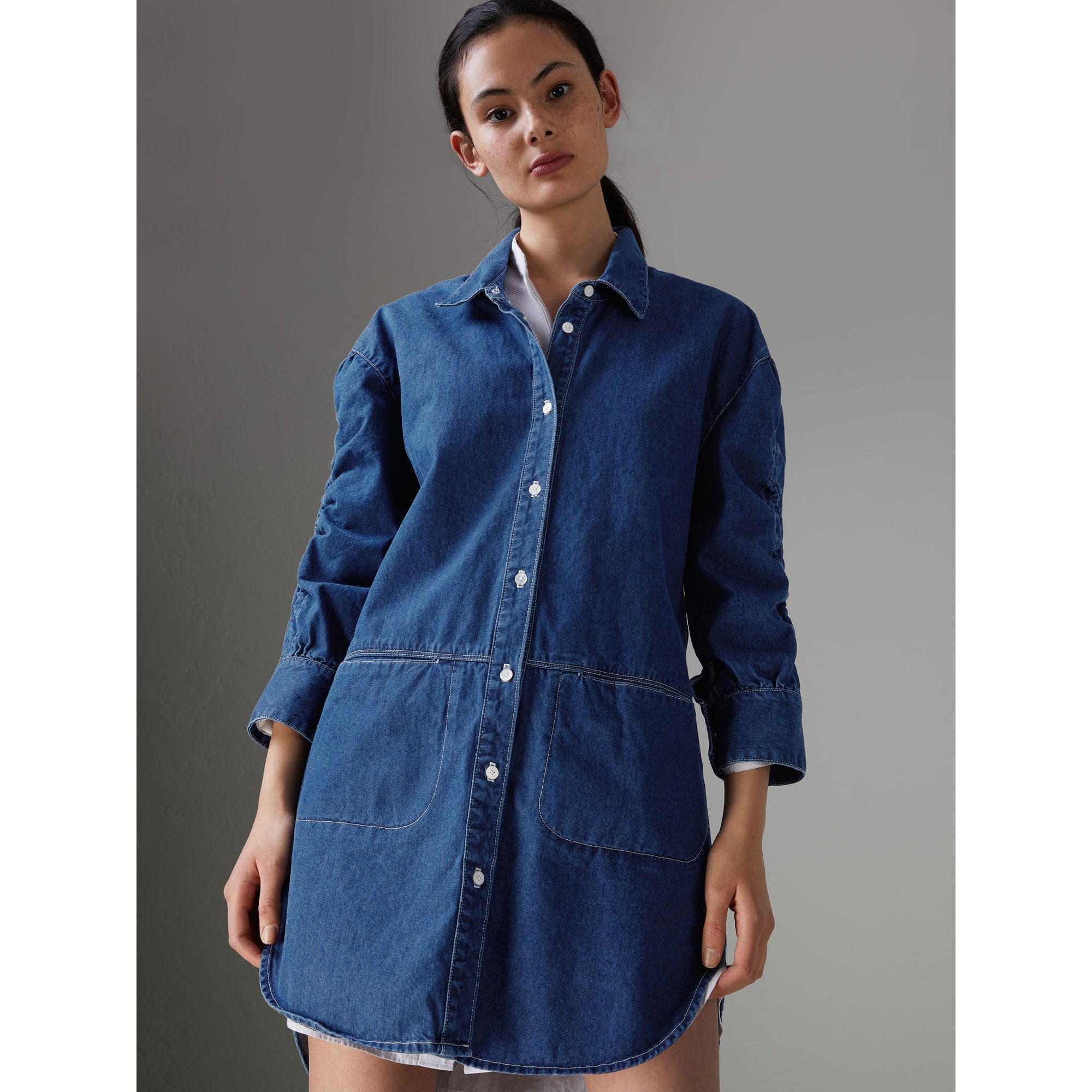 LIGHT INDIGO Robe chemise en coton japonais