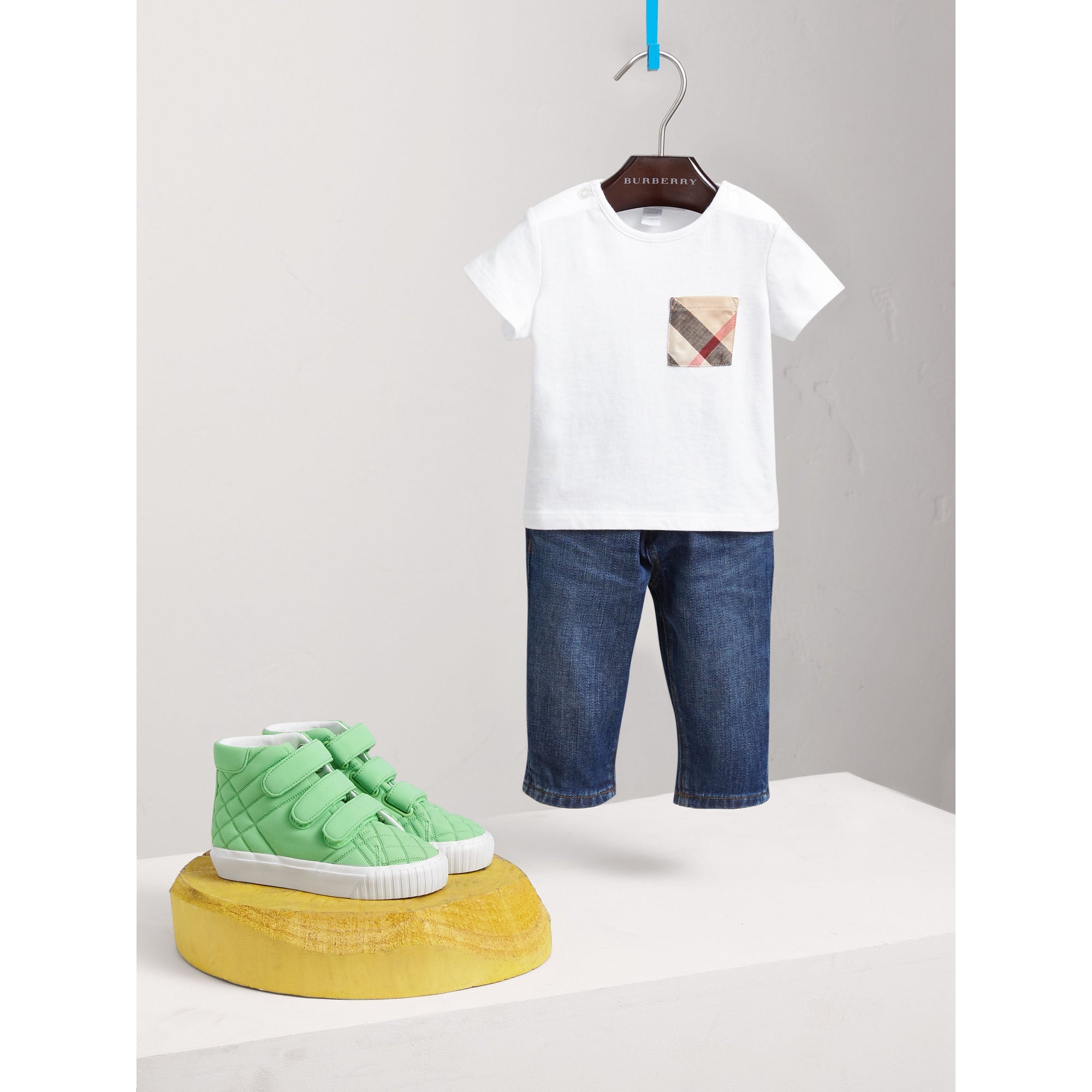 WHITE T-shirt en coton avec poche à motif check