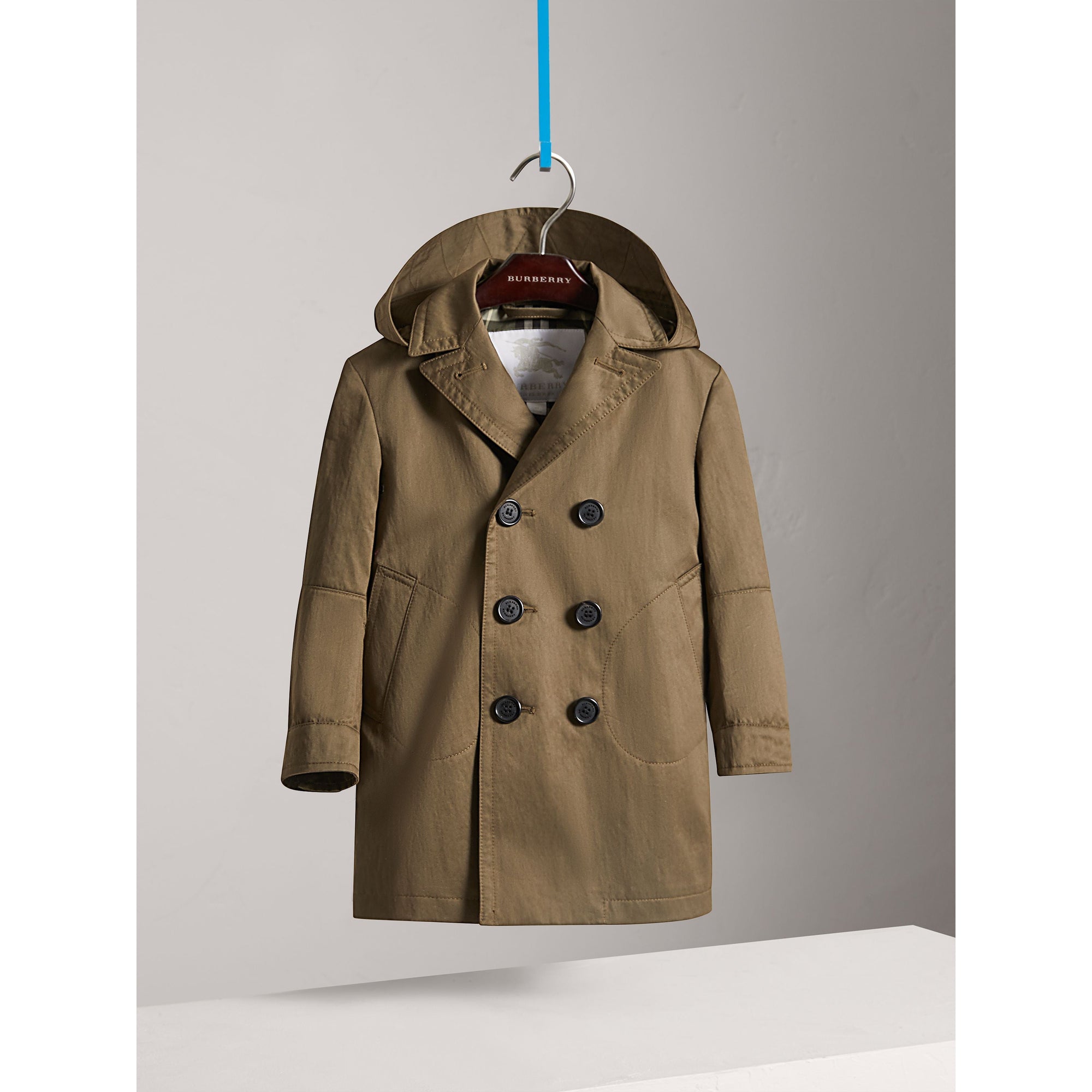 DARK OLIVE Trench en coton mélangé à capuche amovible