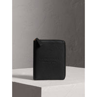 Étui zippé pour calepin A6 en cuir grainé estampé - Noir