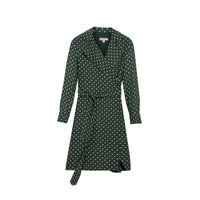 RACING GREEN Robe portefeuille en soie à imprimé à pois