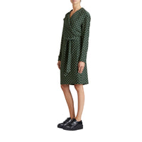 RACING GREEN Robe portefeuille en soie à imprimé à pois