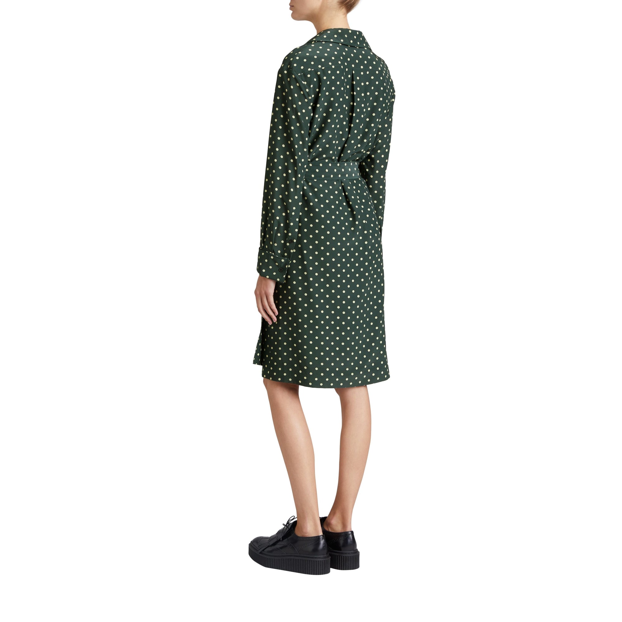 RACING GREEN Robe portefeuille en soie à imprimé à pois