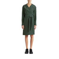 RACING GREEN Robe portefeuille en soie à imprimé à pois