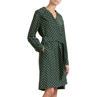 RACING GREEN Robe portefeuille en soie à imprimé à pois