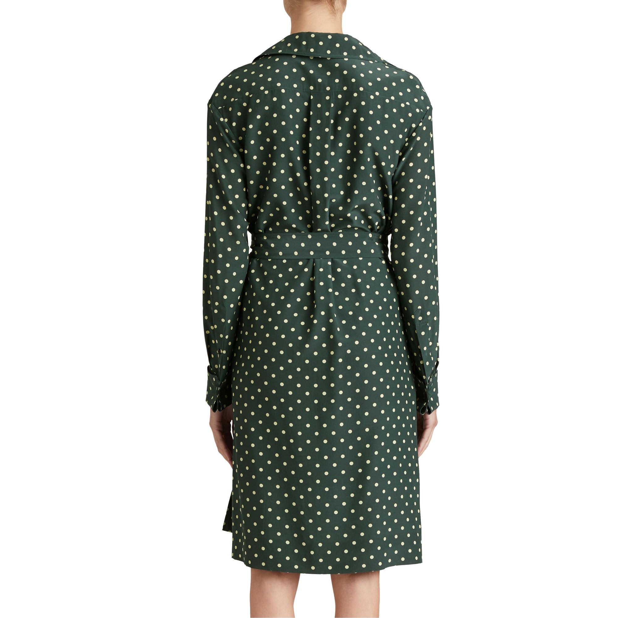 RACING GREEN Robe portefeuille en soie à imprimé à pois