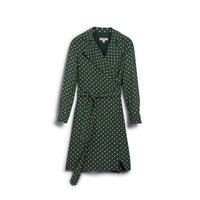 RACING GREEN Robe portefeuille en soie à imprimé à pois