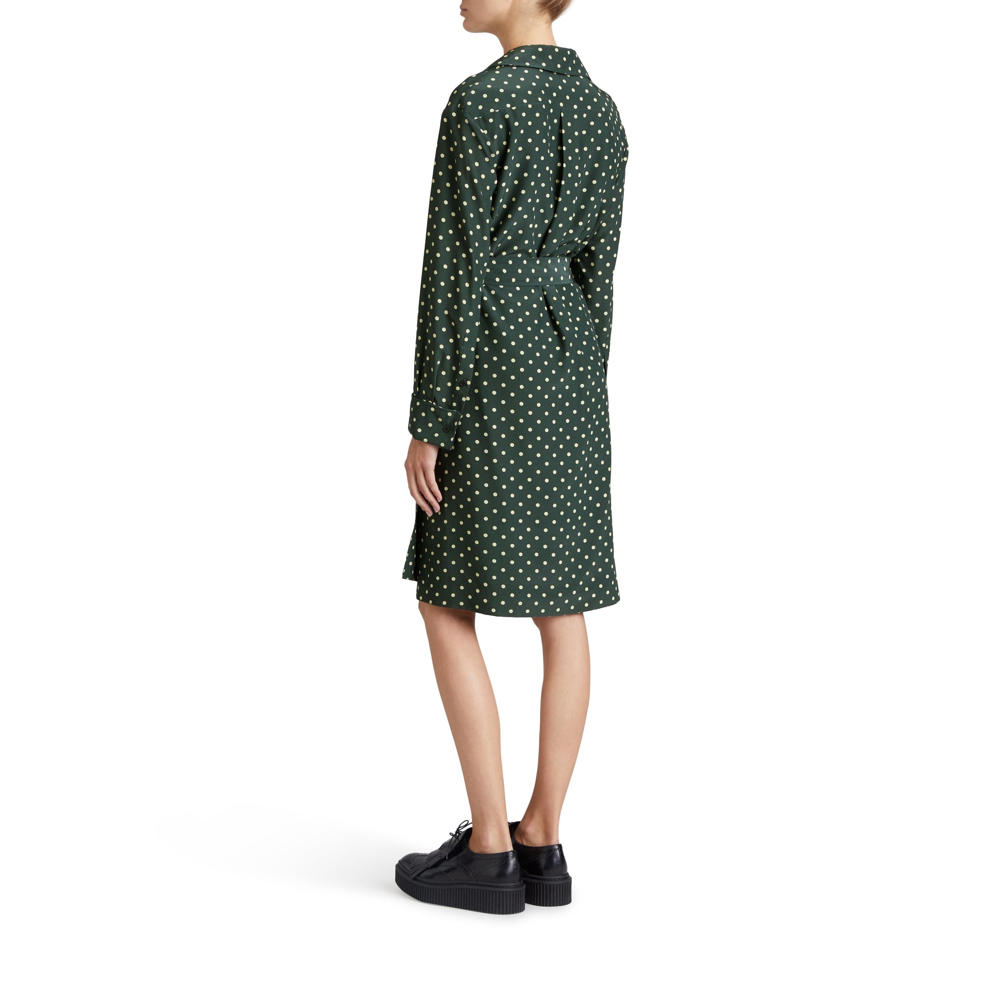 RACING GREEN Robe portefeuille en soie à imprimé à pois