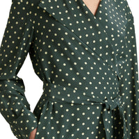 RACING GREEN Robe portefeuille en soie à imprimé à pois