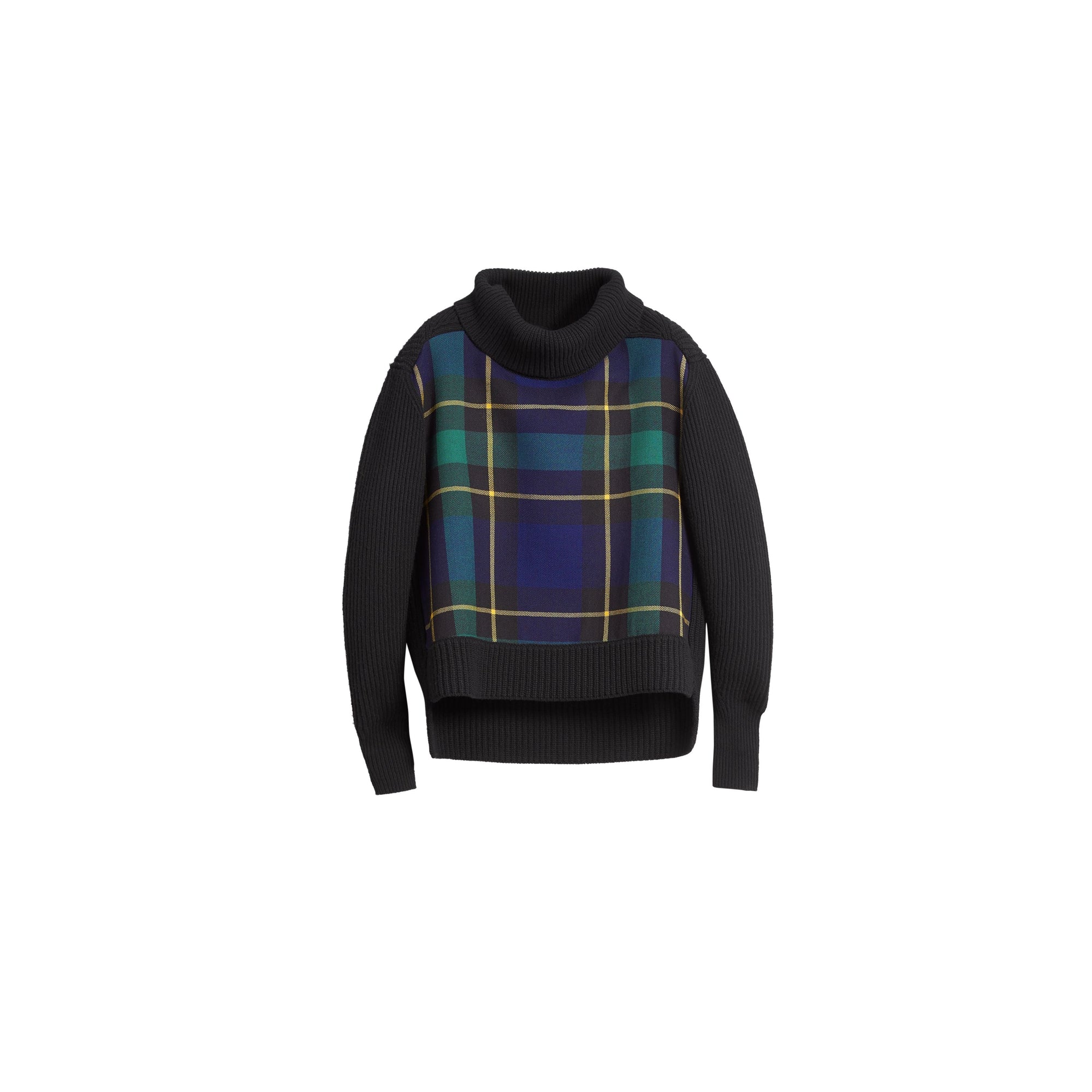 BLACK Pull à col roulé en laine-cachemire avec panneau en tartan