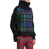 BLACK Pull à col roulé en laine-cachemire avec panneau en tartan