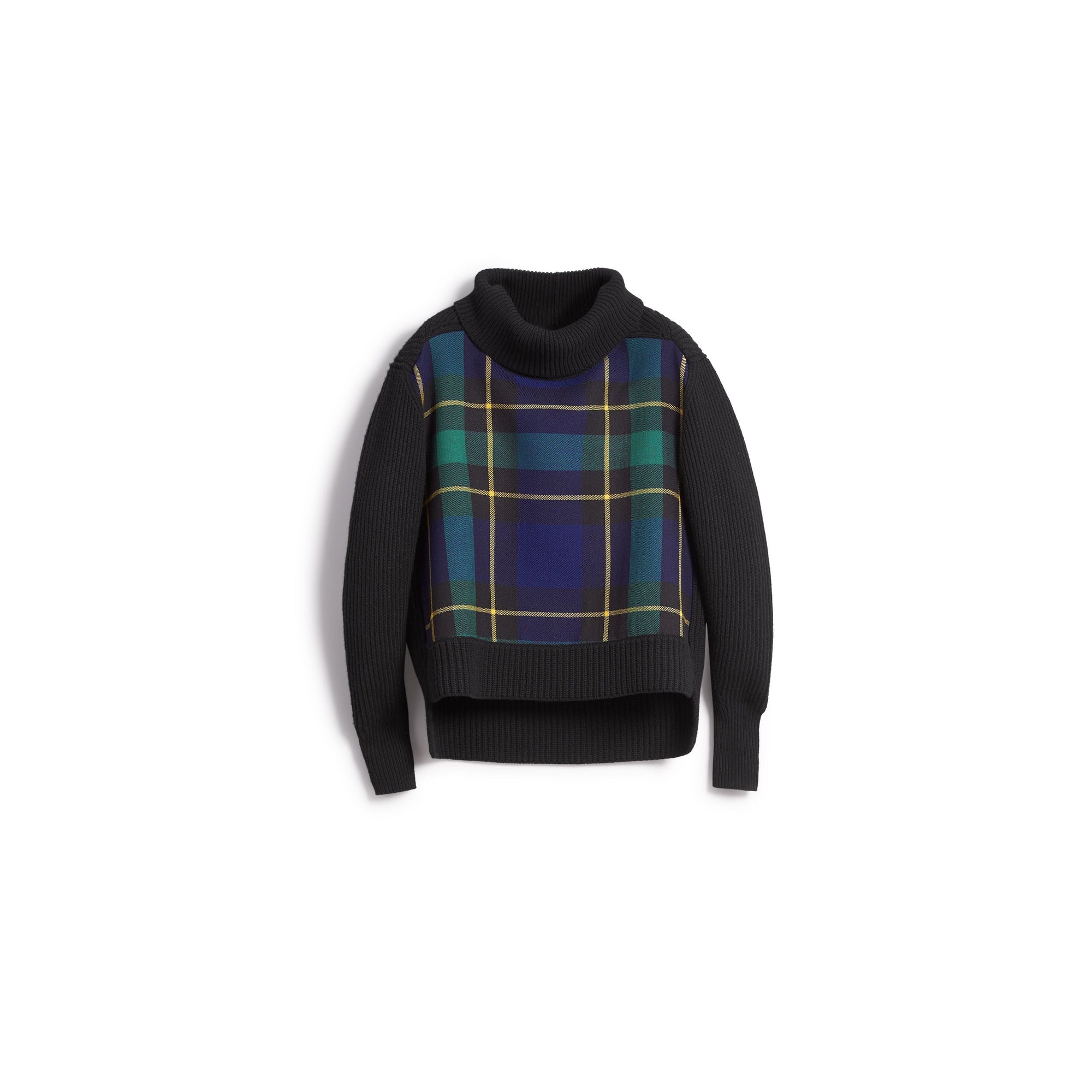 BLACK Pull à col roulé en laine-cachemire avec panneau en tartan