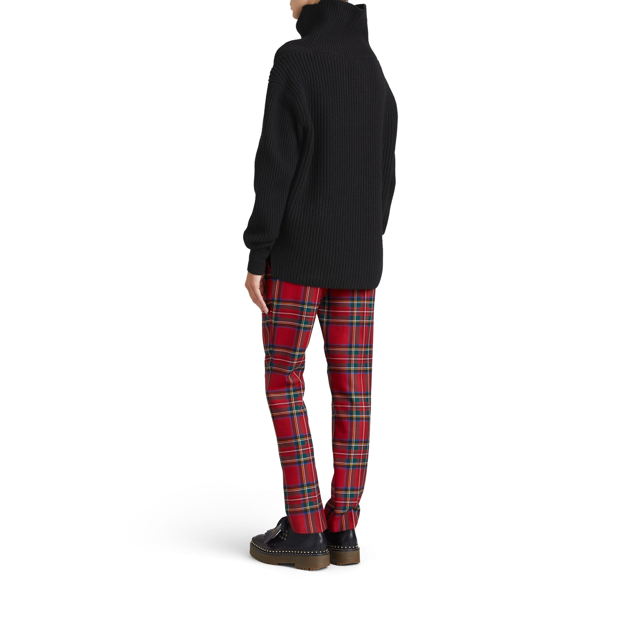 BLACK Pull à col roulé en laine-cachemire avec panneau en tartan