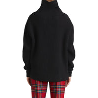 BLACK Pull à col roulé en laine-cachemire avec panneau en tartan