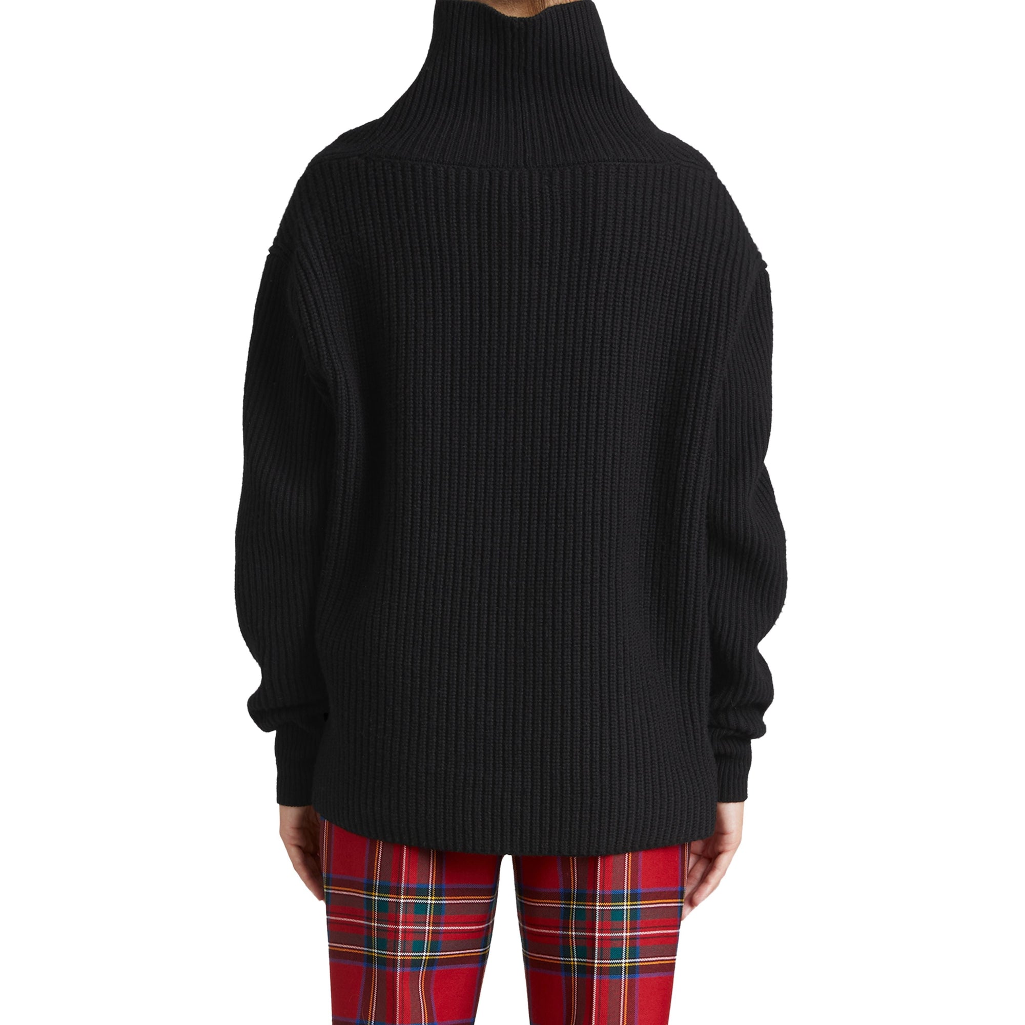 BLACK Pull à col roulé en laine-cachemire avec panneau en tartan