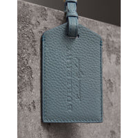 DUSTY TEAL BLUE Porte-étiquette en cuir grainé